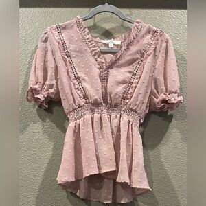 NWOT Sheer Blush Blouse